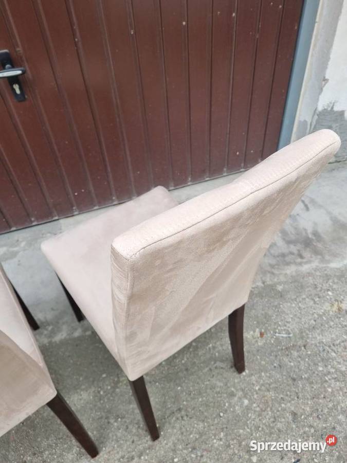 Krzesło tapicerowane welur beżowe stan odbiór 41cm