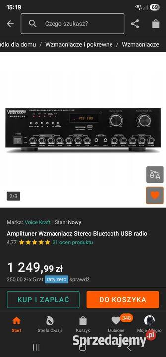 Amplituner Wzmacniacz Stereo Bluetooth USB radio pomorskie Czersk sprzedam