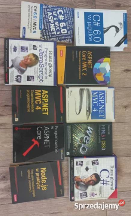 Zestaw książek do programowania widocznych na