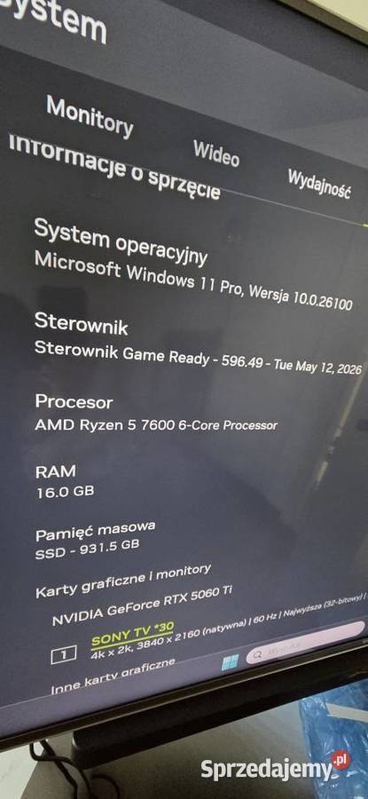 Komputer do gier ryzen 5 7600 DDR5 RTX 5060ti Częstochowa