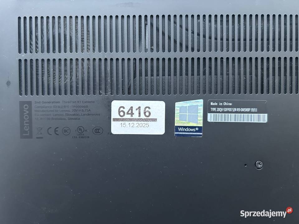 Lenovo ThinkPad X1 Extreme Gen 2 i99880H 32GB Warszawa