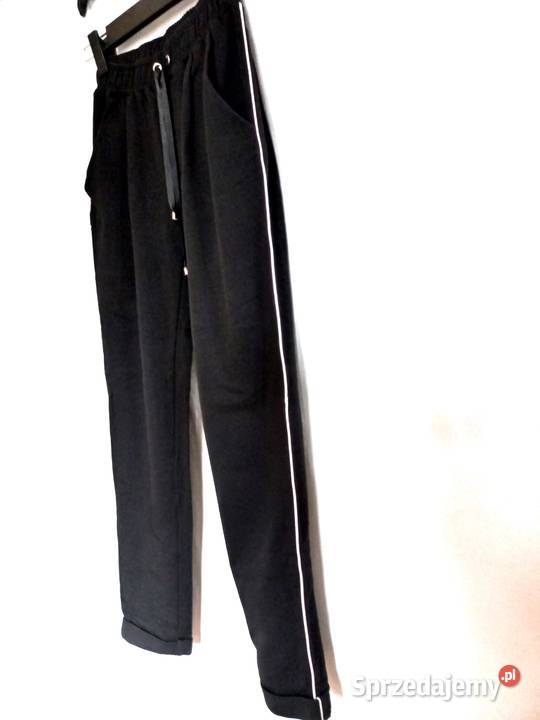 Spodnie czarne Lampasy damskie r M bawełna NOWE Białystok