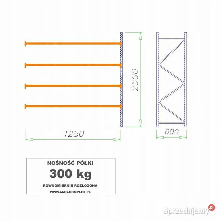 REGAŁ METALOWY MAGAZYNOWY WYTRZYMAŁY PÓŁKA Starogard Gdański