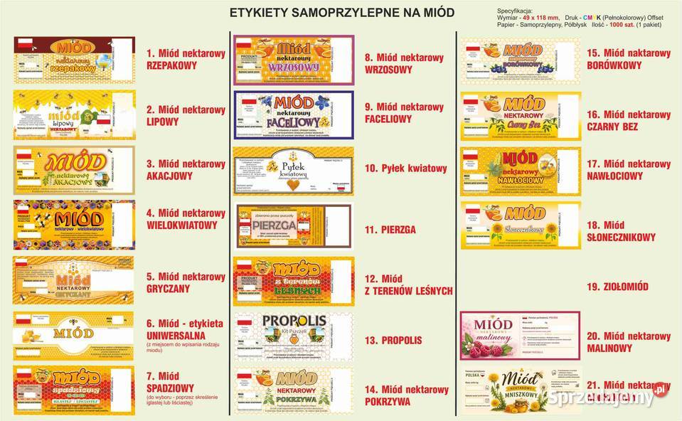 Naklejki Etykiety na MIÓD 1000 BANDEROLE Pozostałe kujawsko-pomorskie sprzedam