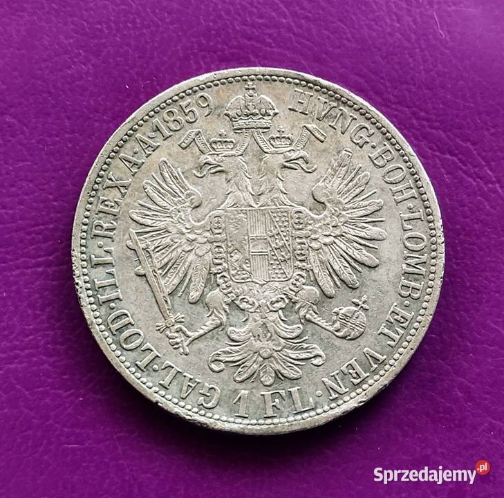Moneta 1 FLOREN 1859 A AUSTRIA Srebro Rzadkość Numizmatyka Pruszków