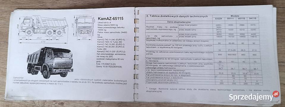 Instrukcja obsługi Samochodów Kamaz 53 5455 65 miękka Ostrów Wielkopolski