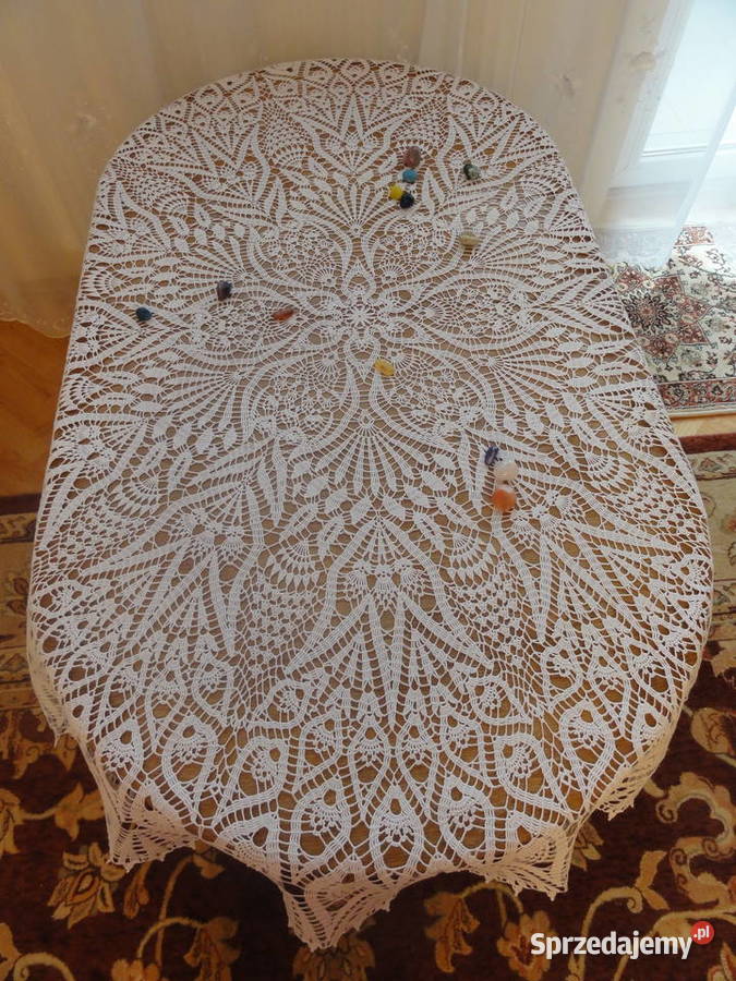 Obrus ręcznie robiony na szydełku szydełkowy 165 biały Lublin sprzedam