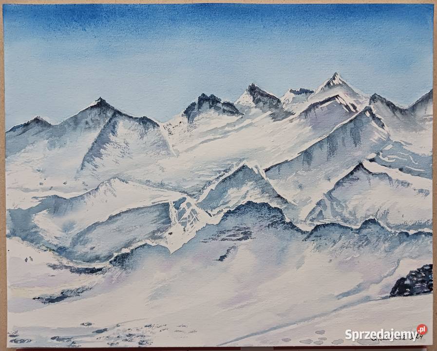 Akwarela Akwarelka Obraz Alpy 24 x 30 sprzedam