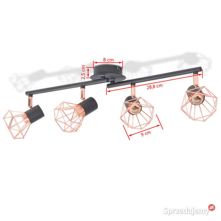 vidaXL Lampa sufitowa z 4 żarówkami E14 czarno Pozostałe mazowieckie Warszawa