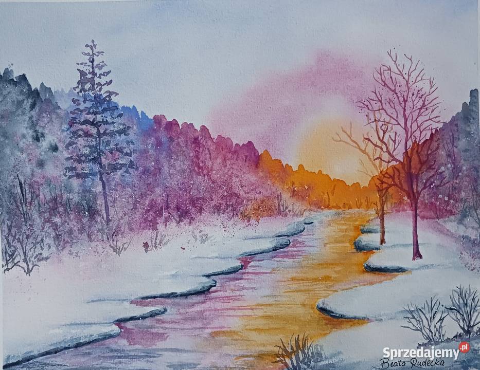 Akwarela Akwarelka Obraz pt Laponia 24 x 30 Warszawa
