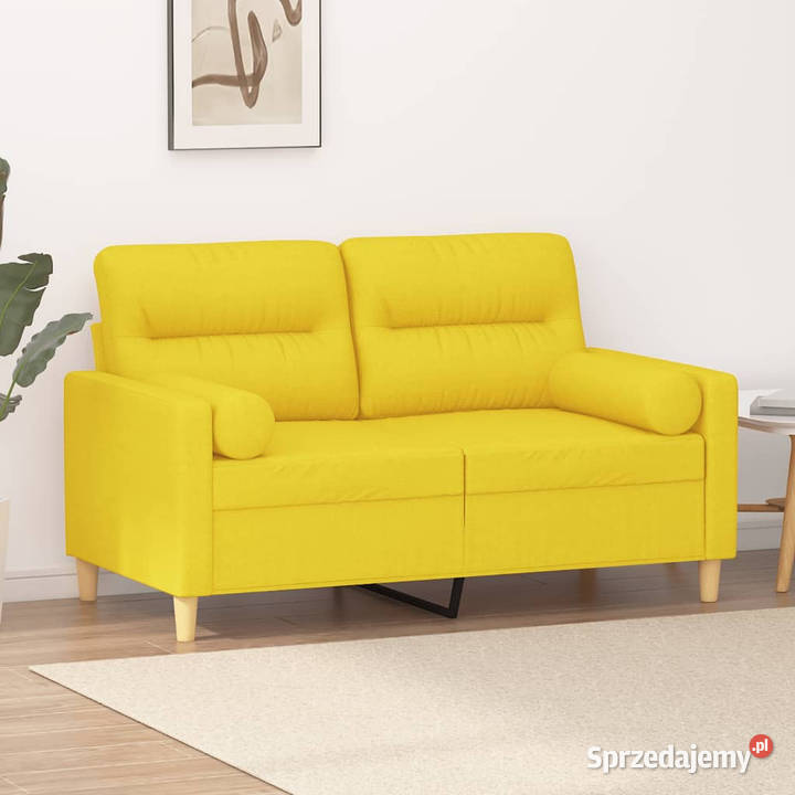 2osobowa sofa z poduszkami jasnożółta 120 sprzedam