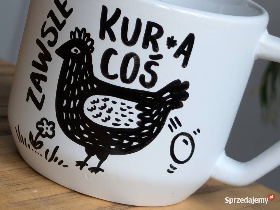 Kubek Ceramiczny Ręcznie Malowany KURA 300ml Dobrzykowice