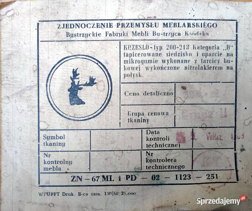 Krzesła z epoki PRL model 200213B Bystrzyca Kościan