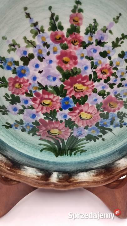 Nieduży podstawek dekoracyjny ręcznie malowany Antyki, Sztuka, Kolekcje Zamość