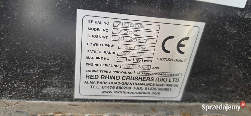 Kruszarka Red Rhino 7000 35 motogodzin 2015 śląskie Trachy
