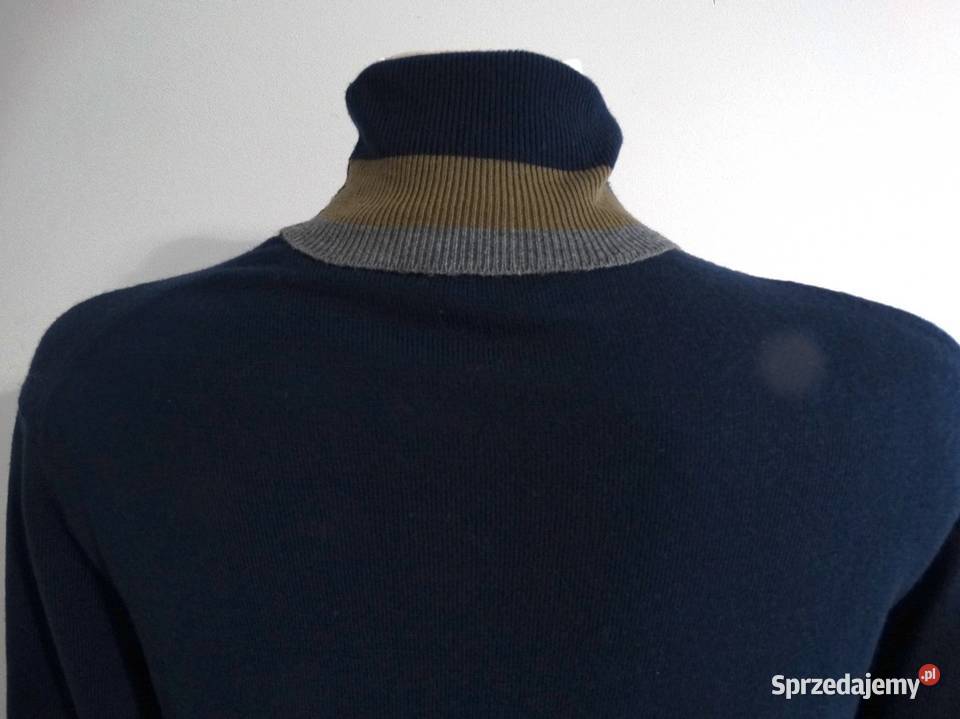 Sweter Męski Golf Wełniany Wełna Merino Łomża