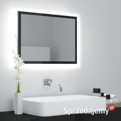 vidaXL Lustro łazienkowe LED wysoki połysk szare Warszawa
