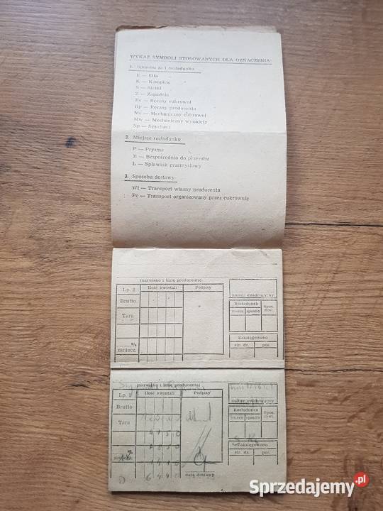 Pokwitowanie Dostarczonych Buraków 1987 r Pozostałe Golina sprzedam