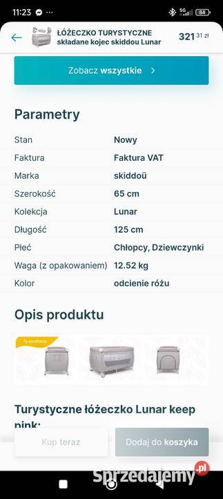 Łóżeczko turystyczne sprzedam