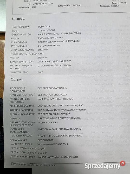 Ford Puma 10 EcoBoost Hybrid STLINE 125 2020r świętokrzyskie Skarżysko-Kamienna sprzedam