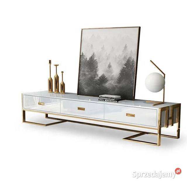 Szafka rtv złota nowojorska Exclusive White Golkowice