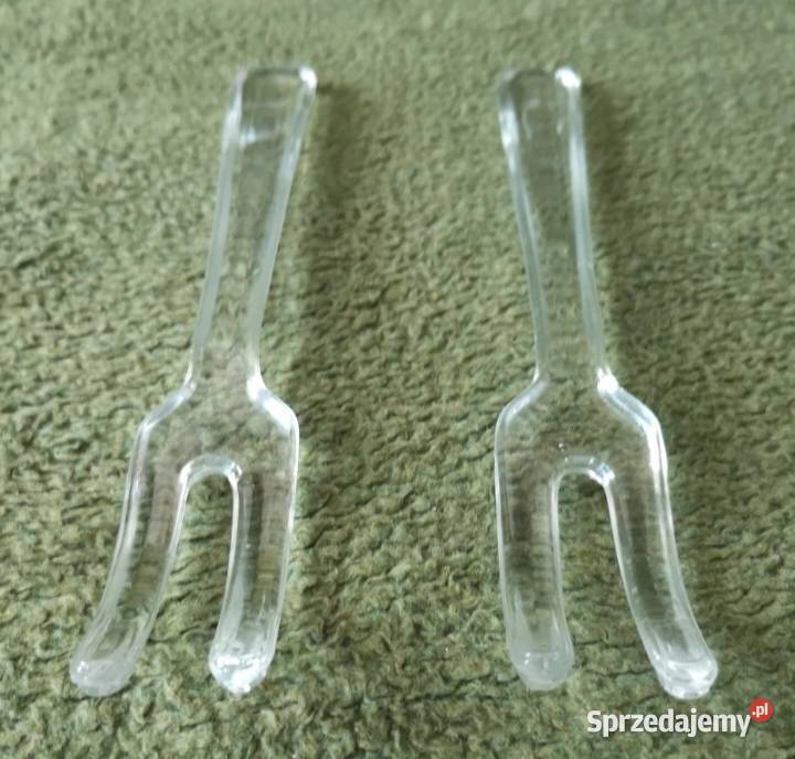 Dwa duże szklane widelce do sałaty 215 PRL