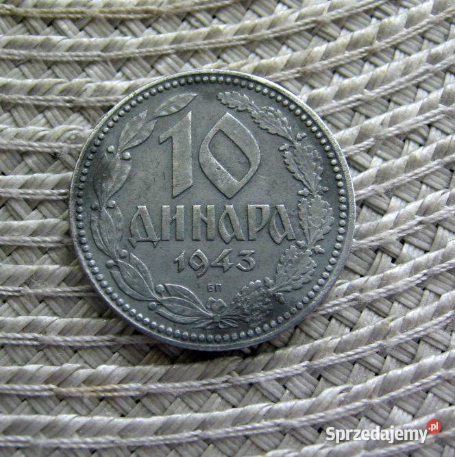 Serbia 10 Dinarów 1943r Okupacja Hitlerowska Numizmatyka Kalisz