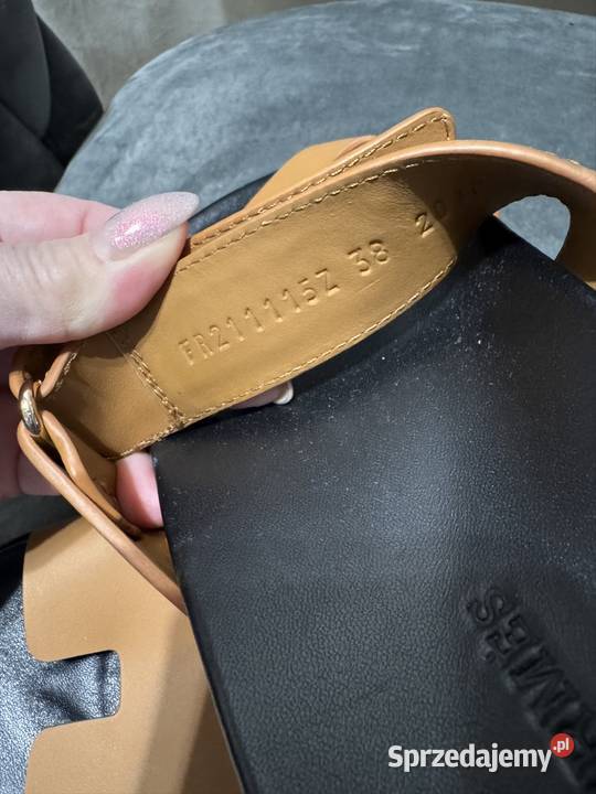 Klapki damskie Herms r38 skóra naturalna WAWA Warszawa