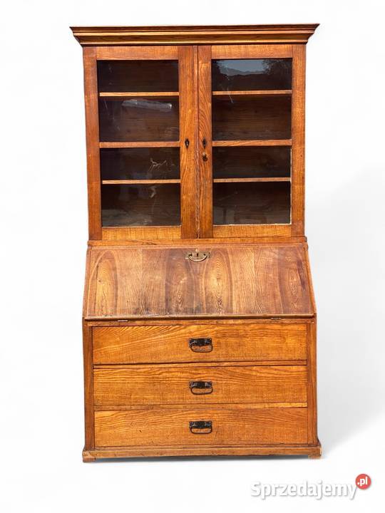 Stary sekretarzyk z przeszkloną nadstawką Gryfice