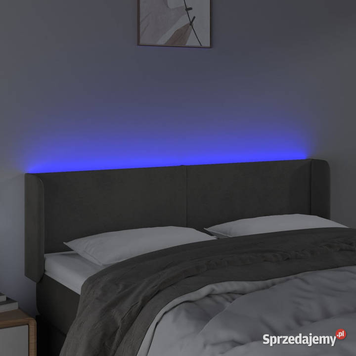 Zagłówek do łóżka z LED ciemnoszary 147x16x7888 Ramy i stelaże Warszawa sprzedam