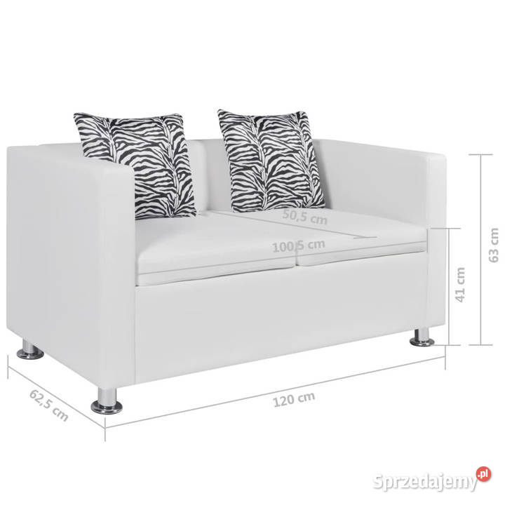 Sofa 2osobowa ze skóry syntetycznej biała Sofy i kanapy Warszawa