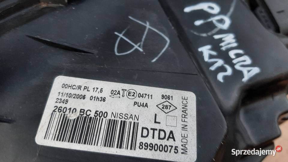 lampa prawa przednia Nissan Micra k12 89900075 Dębno sprzedam