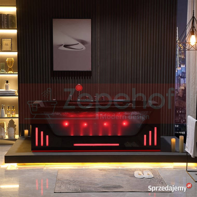 Czarna wanna z hydromasażem EB7066 prostokątna podlaskie Grabówka sprzedam