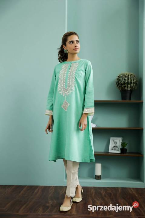 Nowa zielona tunika indyjska S 36 kameez kurta