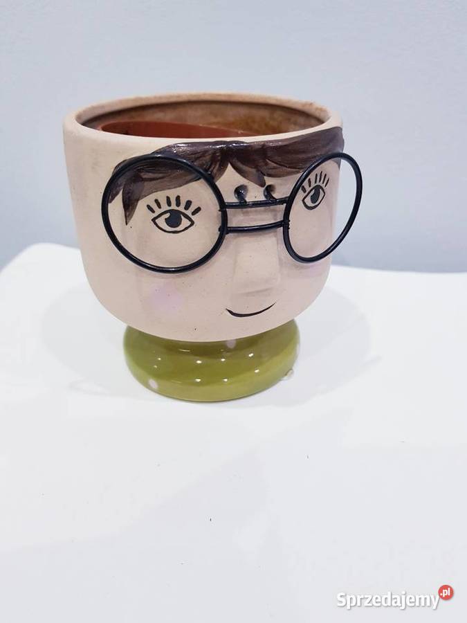 Ceramiczna osłonka na doniczkę sukulenta beżowy śląskie Dąbrowa Górnicza