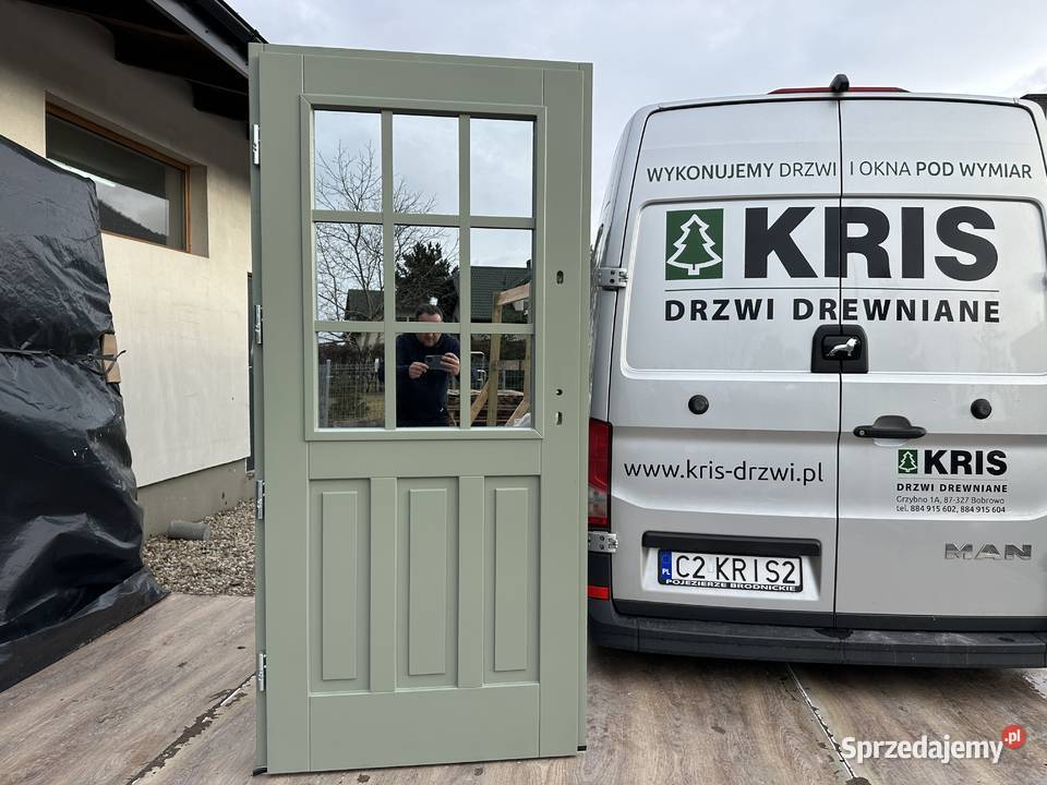 Drzwi zewnętrzne drewniane Ręki Angielskie7023 kujawsko-pomorskie Grzybno sprzedam