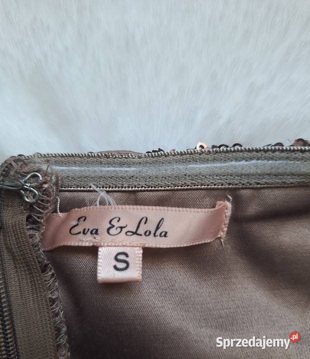Sukienka Eva Lola cekinowa brązowa błyszcząca brązowy/beżowy Kraków