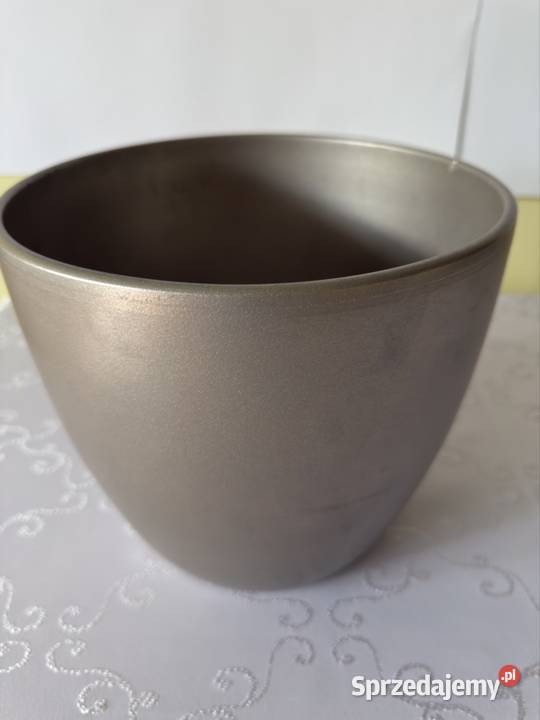 Donica duża ceramiczna srebrna lakierowana