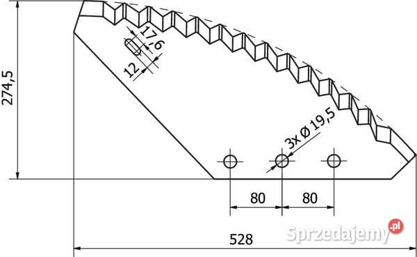 Nóż paszowozu 528x274x6 mm 195 mm FM01134 Kamionna sprzedam