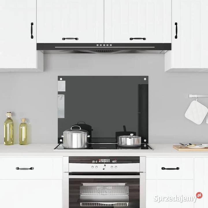 Panel ochronny do kuchni czarny 80x60 szkło