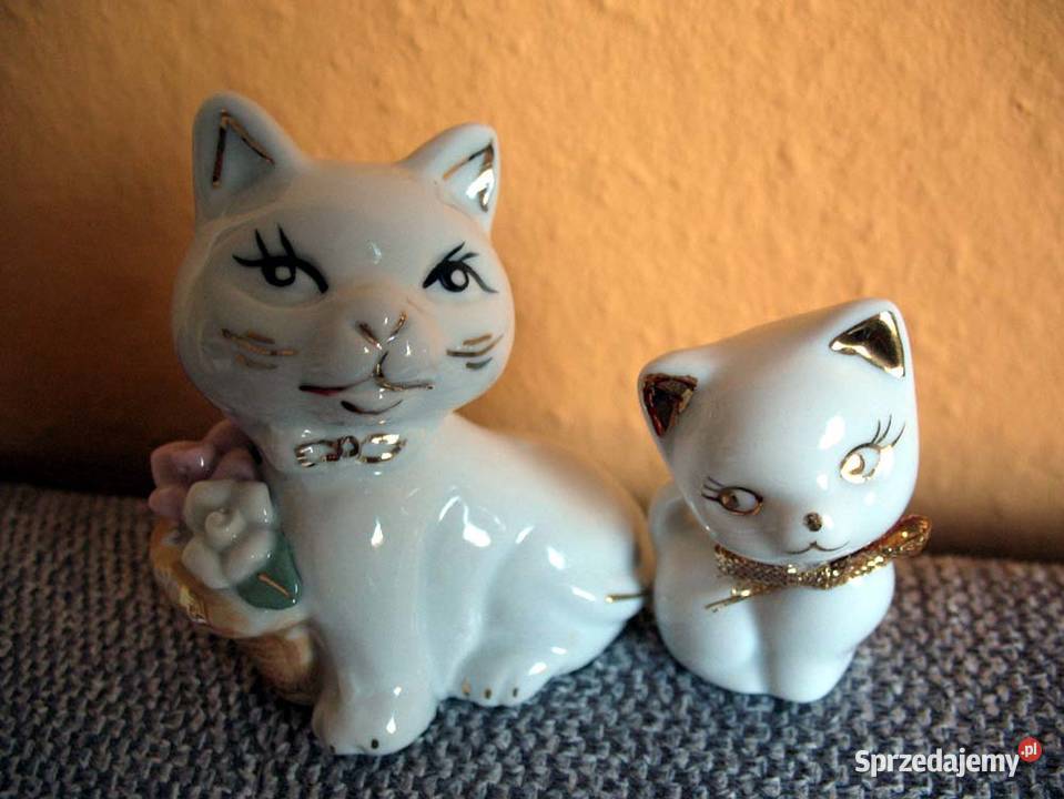 Kotek Figura porcelana 2 sztuki mały i duży 8 i mazowieckie