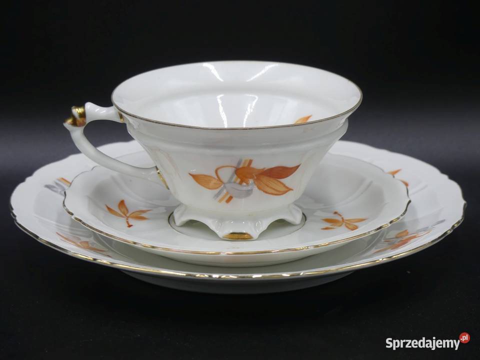 Komplet śniadaniowy Sorau Żary na nóżkach UNIKAT Porcelana i szkło Poznań