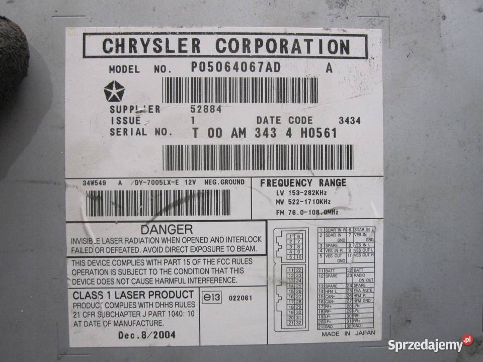 JEEP COMPASS I 07r radio CD P05064067AD Sprzęt audio fabryczny