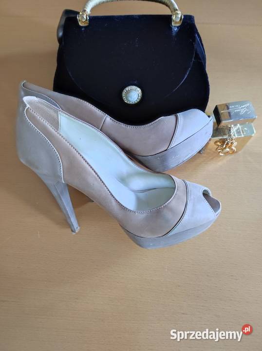 buty czółenka szpilki na platformie eleganckie skóra Czółenka