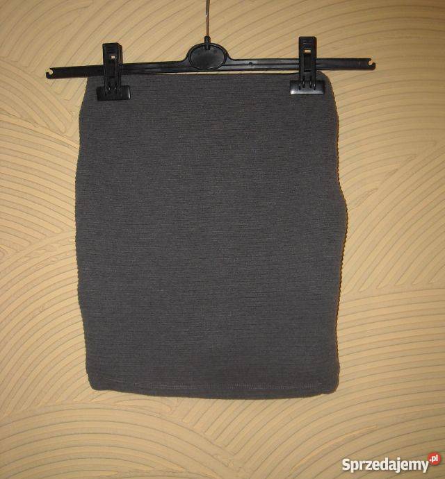 szara prążkowana spódnica bershka xs Ołówkowa