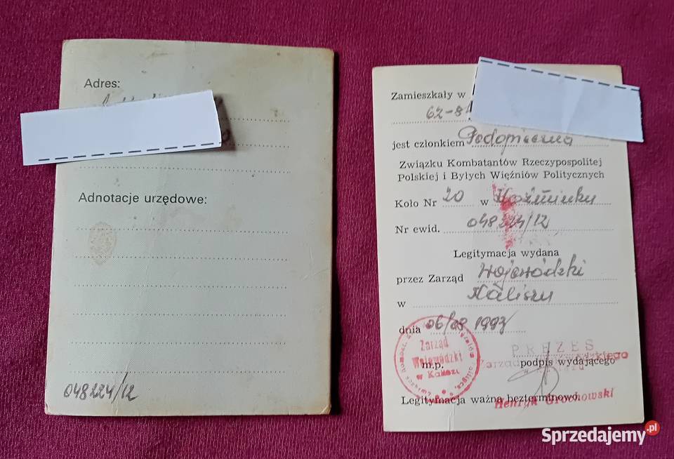 Legitymacja czł i zaświadczenie o uprawnieniach wielkopolskie Koźminek