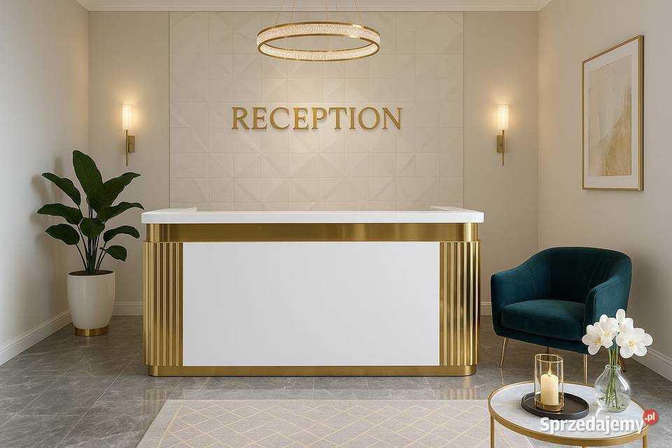 Biała złota lada sklepowa recepcja Premium małopolskie Golkowice
