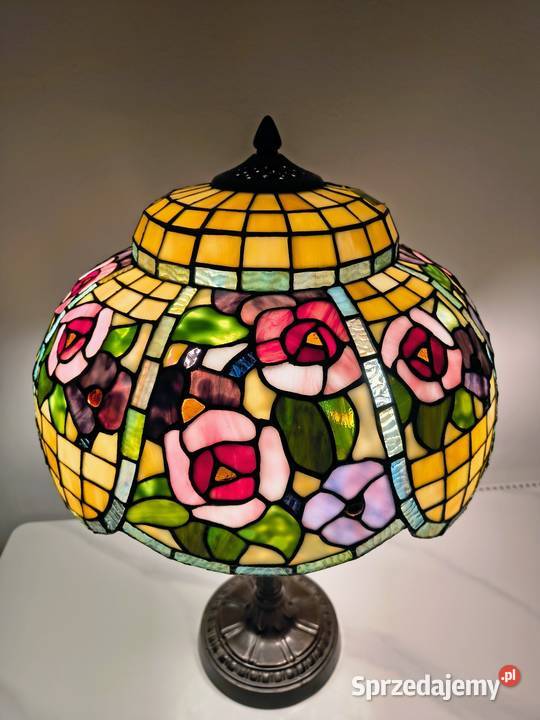 Tiffany lampa witrażowa stołowa nocna kwiaty dolnośląskie Zaręba sprzedam