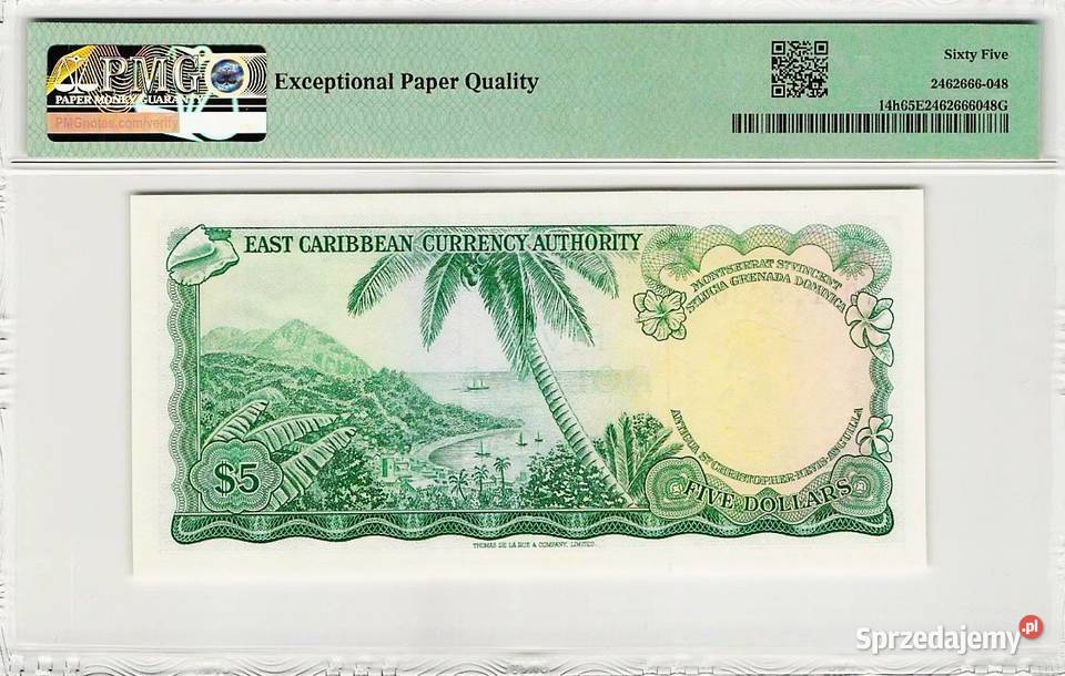 KARAIBY WSCHODNIE 1965 5 dolarów UNC PMG65 Numizmatyka Człuchów