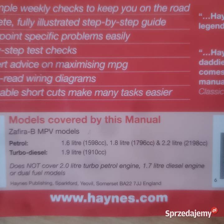 Książki Haynes 4 OpelVauxhall Astra Zafira Pb On Koło